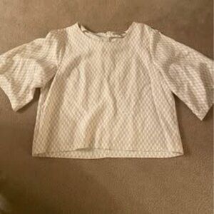 Tan and white patterned rayon top